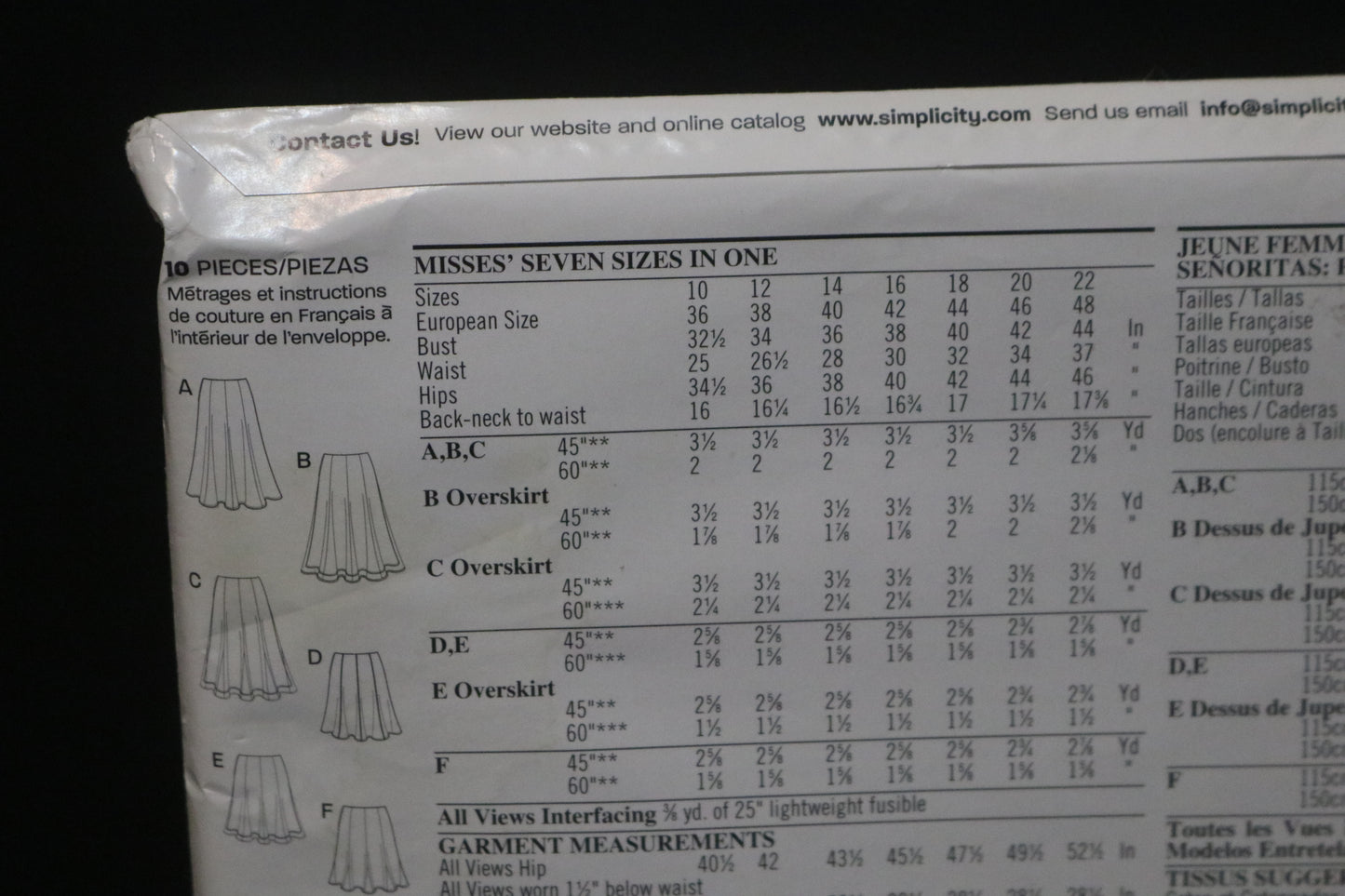 New Look 6461 Misses Skirt Sewing Pattern - UNCUT - Size 10 - 22