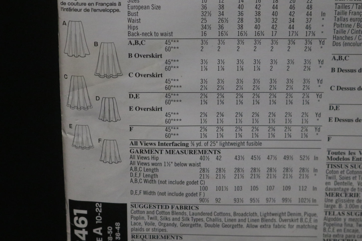 New Look 6461 Misses Skirt Sewing Pattern - UNCUT - Size 10 - 22