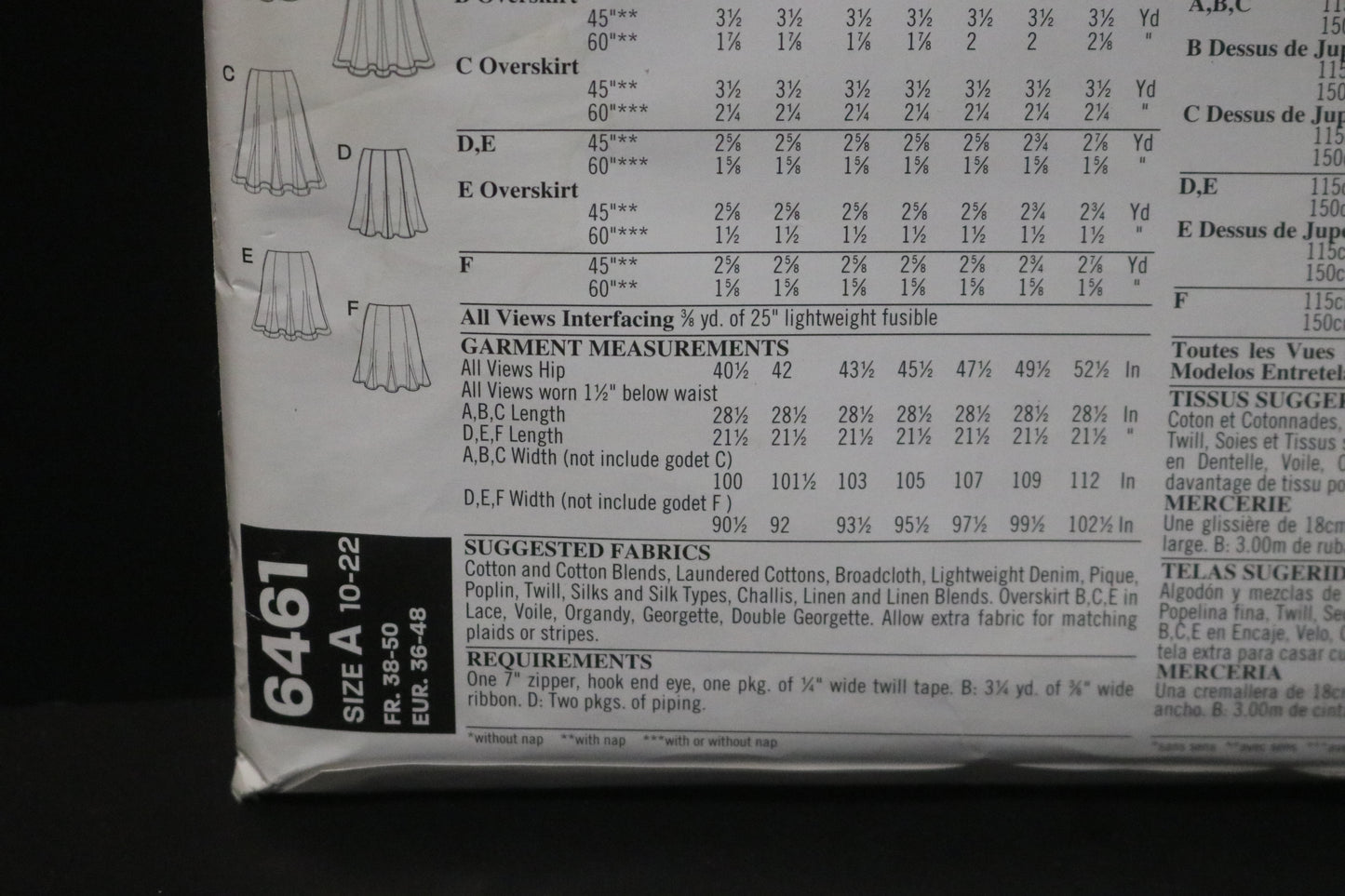 New Look 6461 Misses Skirt Sewing Pattern - UNCUT - Size 10 - 22