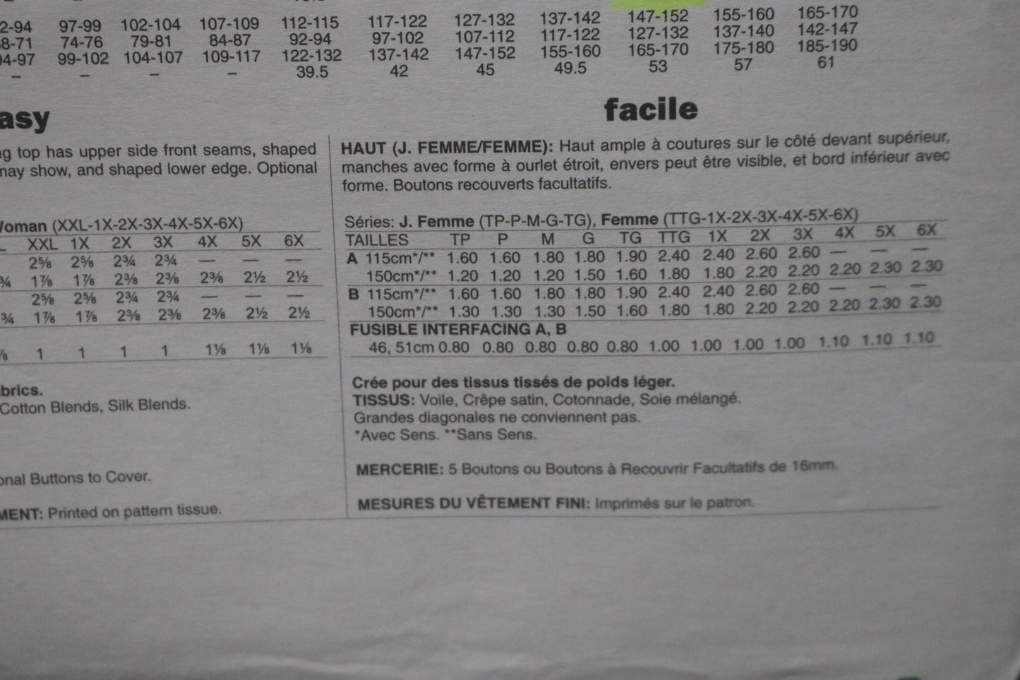 Butterick 5967 Connie Crawford Misses / Womens Top  Sewing Pattern - UNCUT - Size Xsm Sml Med Lrg Xlg