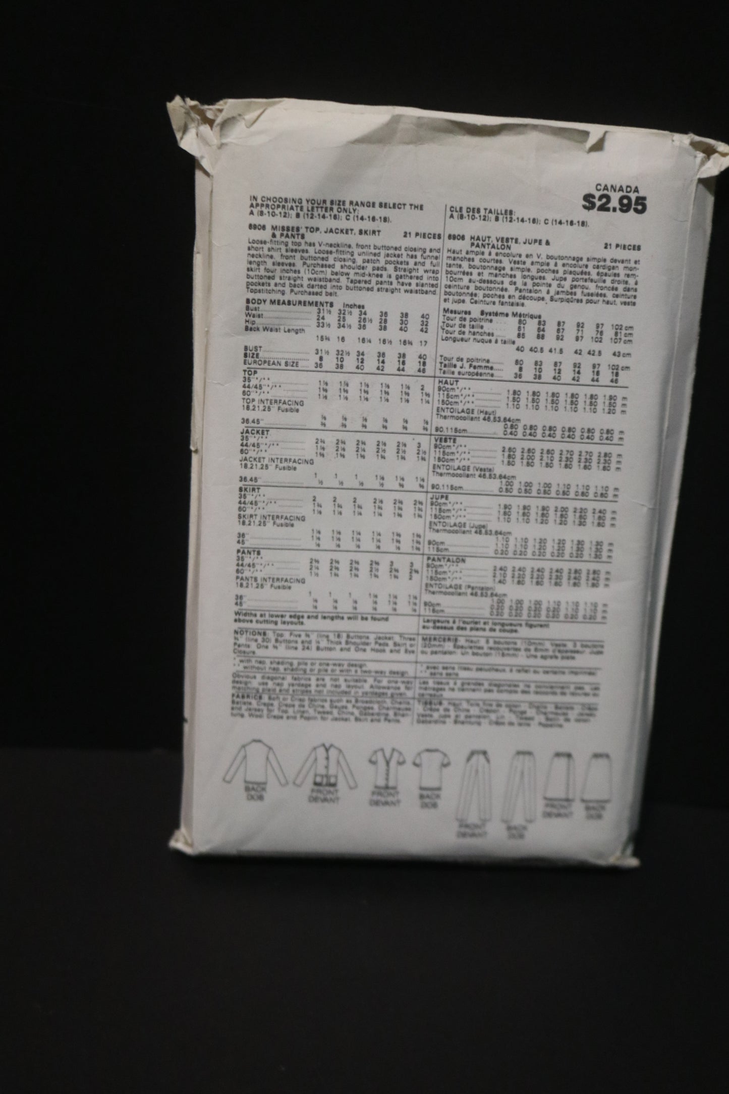 Butterick 6906 Misses' Top, Jacket, Skirt & Pants Sewing Pattern UNCUT Size 12 14 16