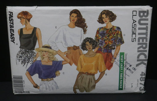 Butterick 4873 Misses Top Sewing Pattern UNCUT  Size L - XL