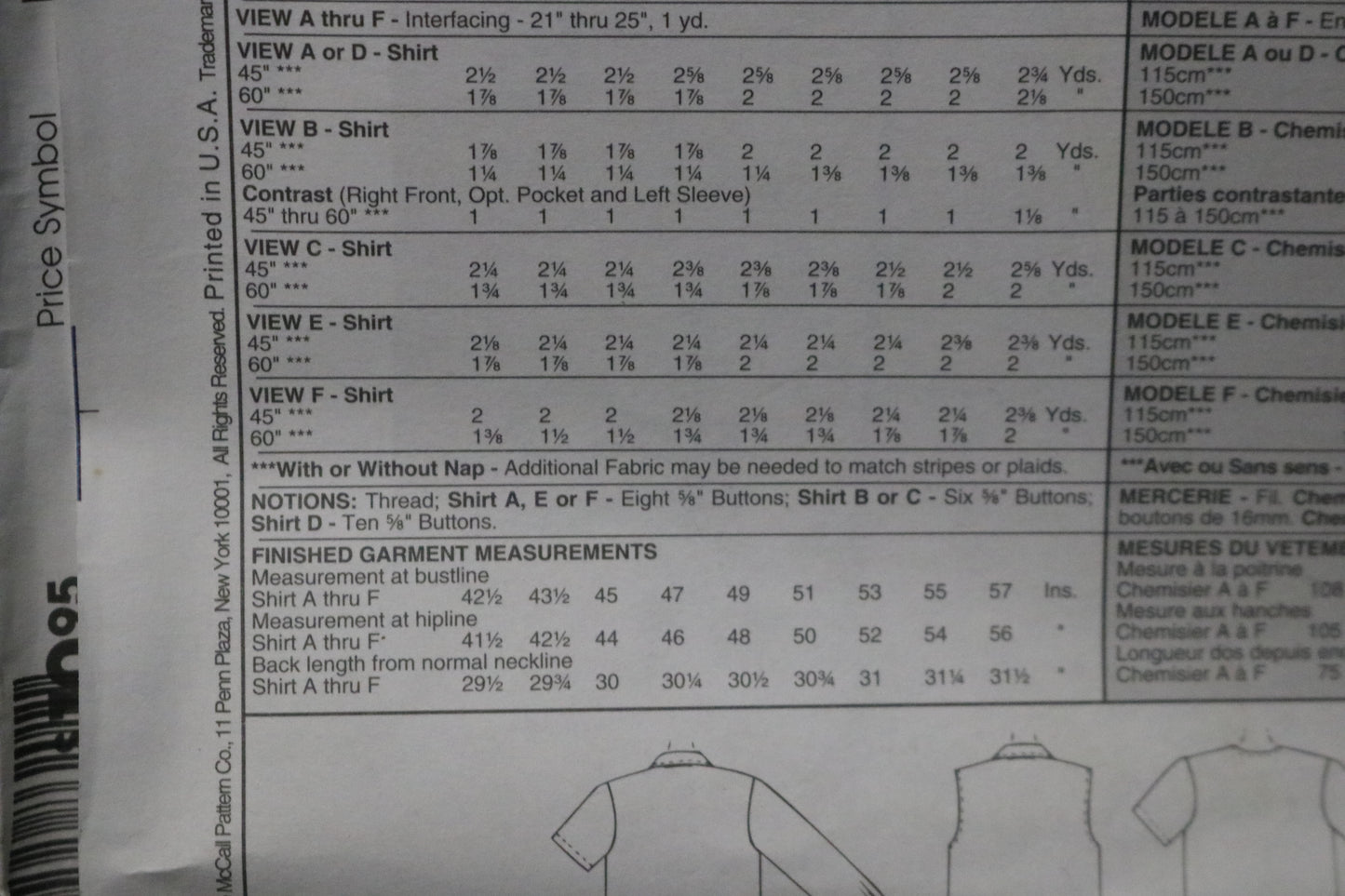 McCalls 8620 Misses Shirts Sewing Pattern UNCUT - Size 8 10 12