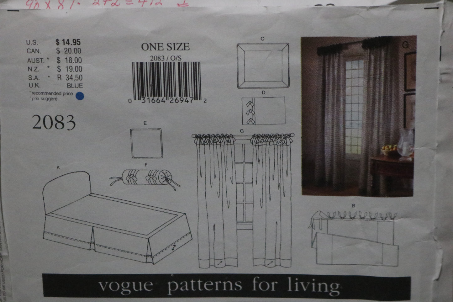 Vogue 2083 Patterns for living A Toile Bedroom Sewing Pattern - UNCUT