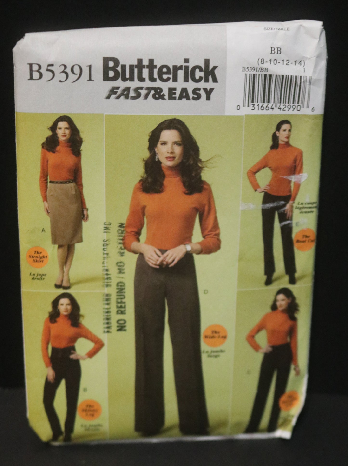 Butterick 5391 Misses / Misses Petite Skirt and Pants Sewing Pattern - UNCUT - Size 8 10 12 14