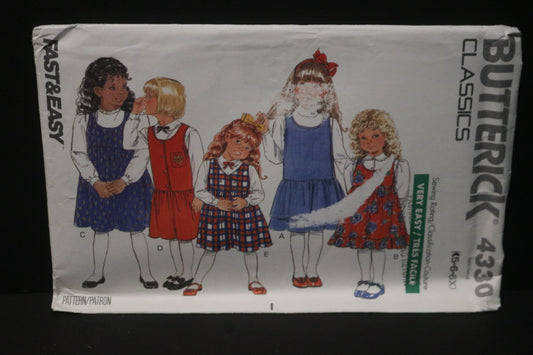 Butterick 4330 Childrens Jumper Sewing Pattern - UNCUT Size 5 6 6X
