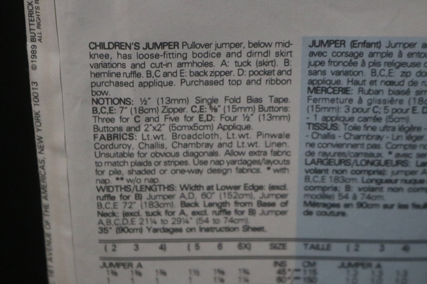 Butterick 4330 Childrens Jumper Sewing Pattern - UNCUT Size 5 6 6X