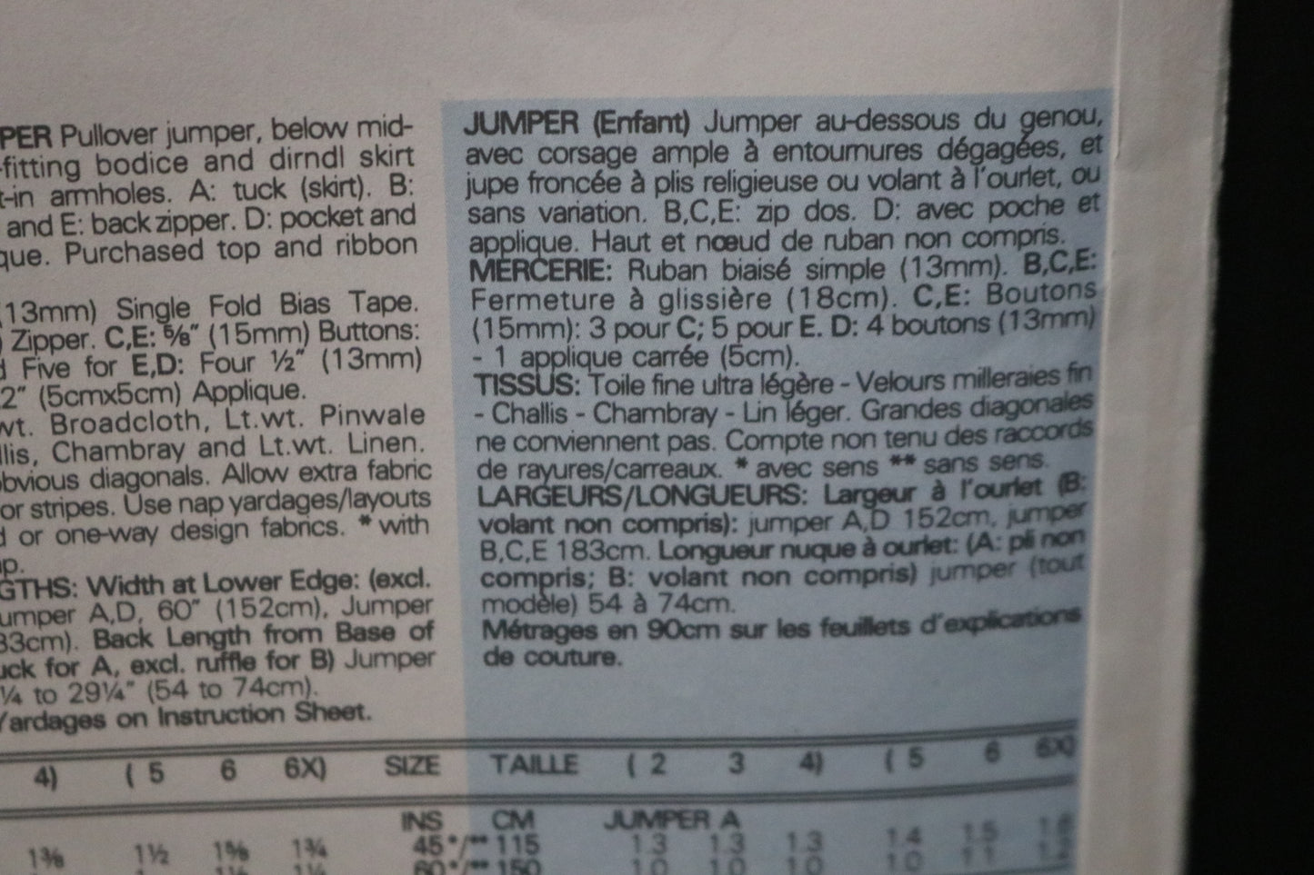 Butterick 4330 Childrens Jumper Sewing Pattern - UNCUT Size 5 6 6X