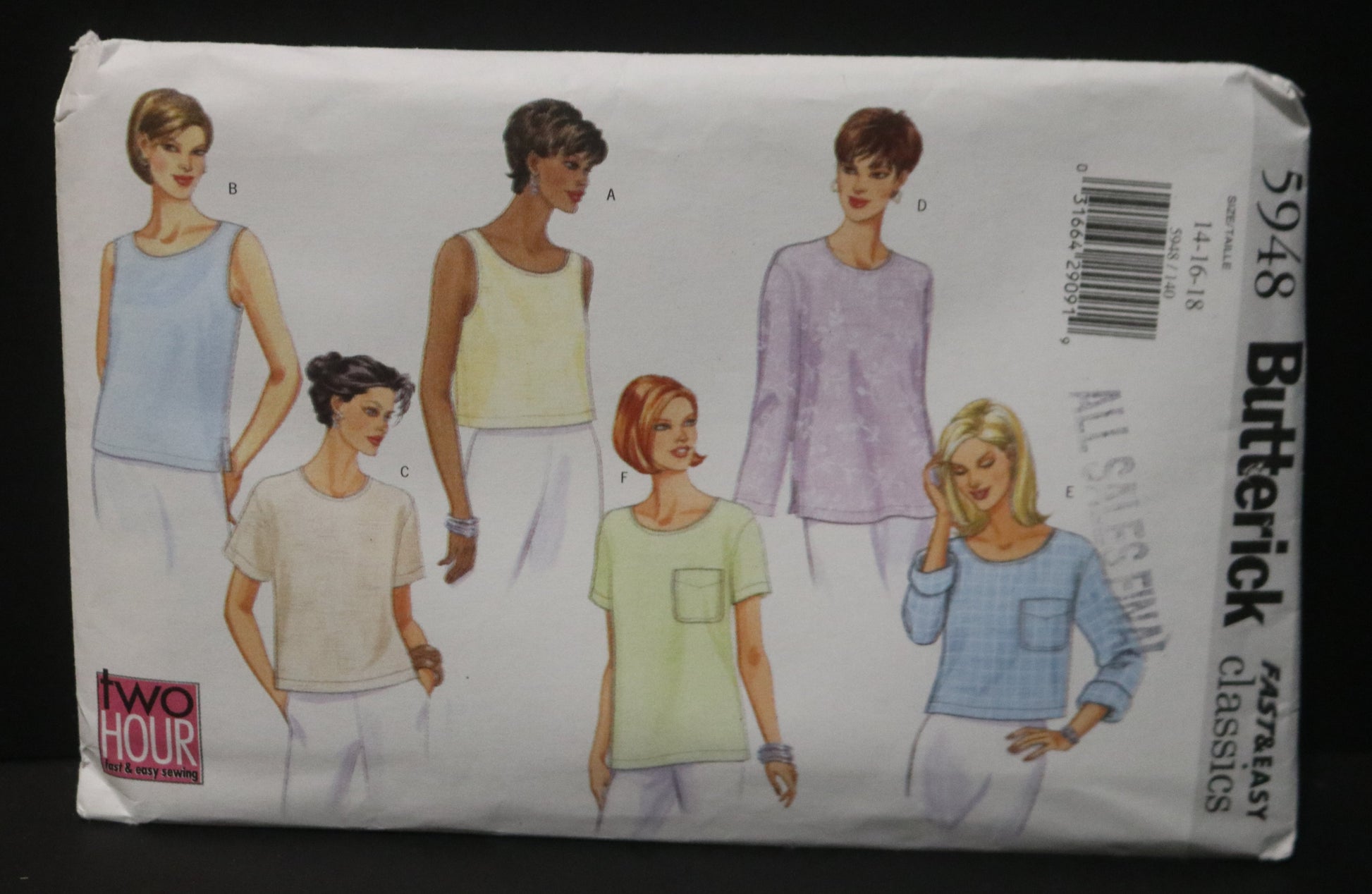 Butterick 5948 Loose Fitting Top Sewing Pattenr from the 90s