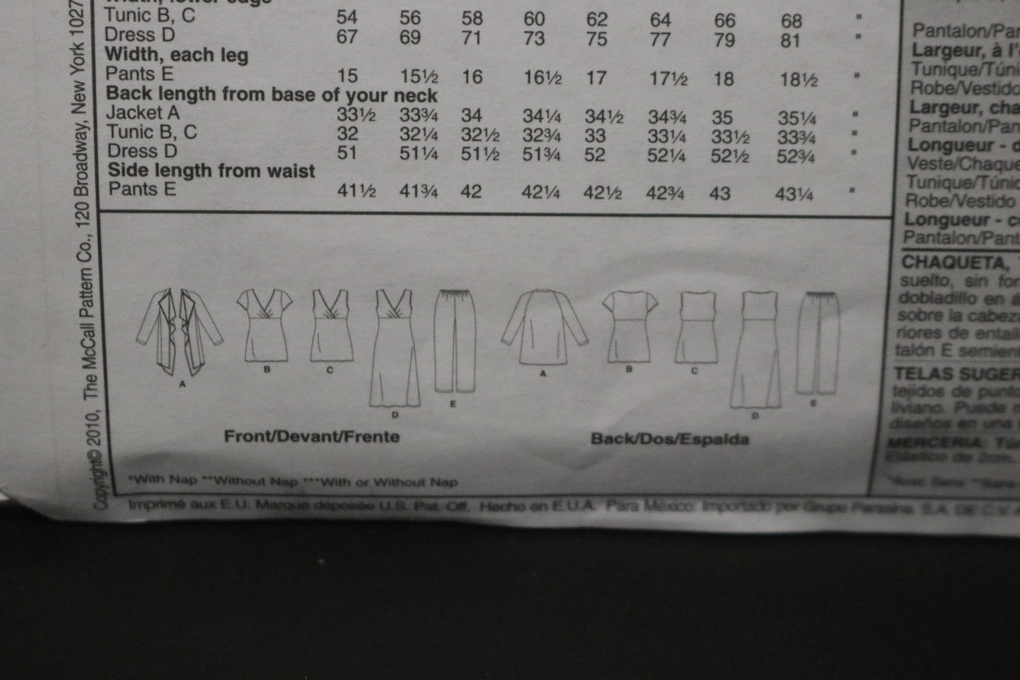 McCalls 6127 Womens Jacket Tunics, Dress and Pants Sewing Pattern UNCUT Size 18w 20w 22w 24w