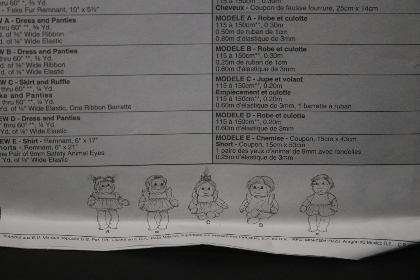 McCalls 3060 Faye Wine 12" Soft Sculptured Doll Sewing Pattern Uncut