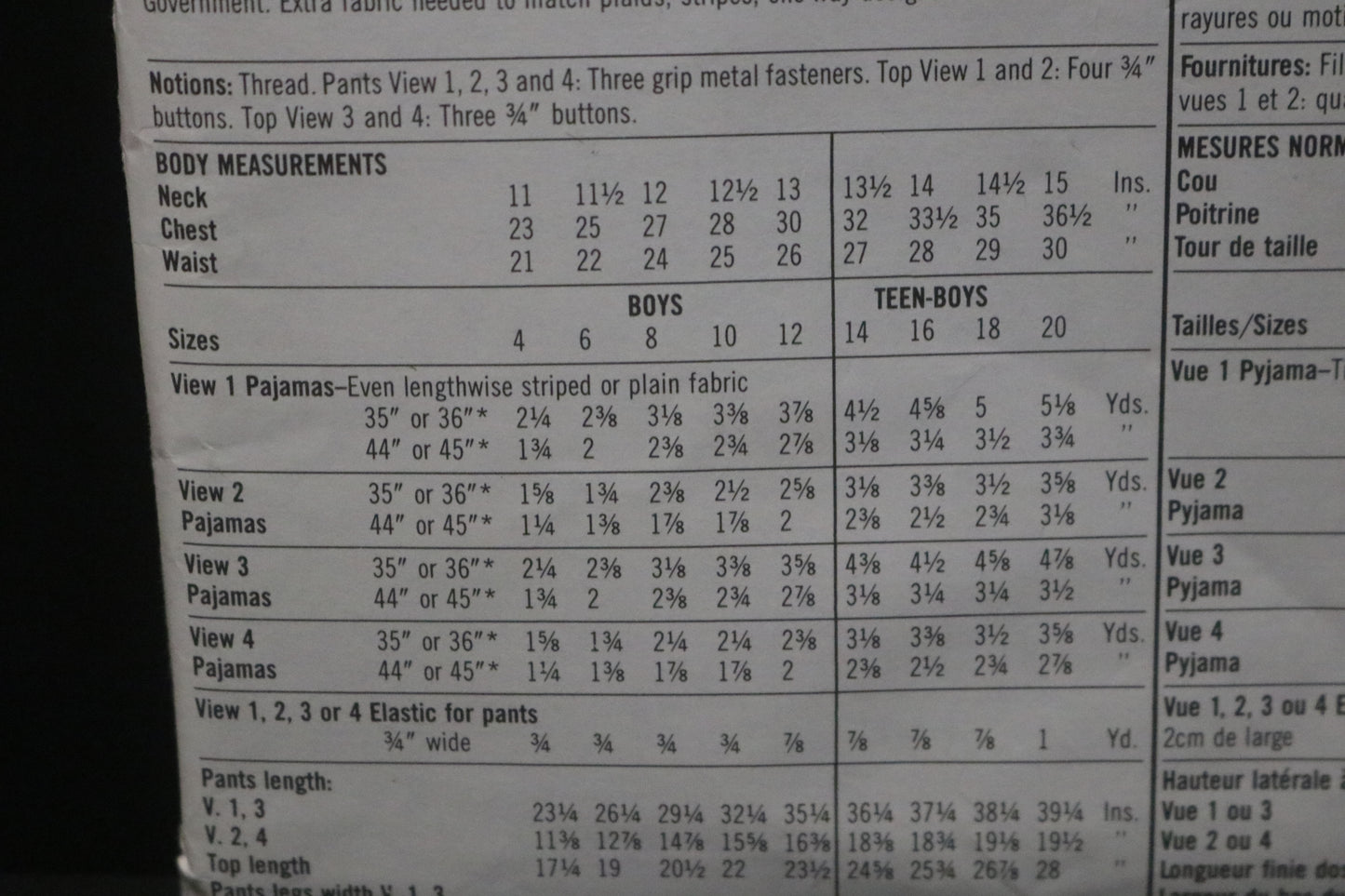 Simplicity 9952 Boys and Teen Boys  Pajamas in Two Length Sewing Pattern UNCUT Size 14 - 20