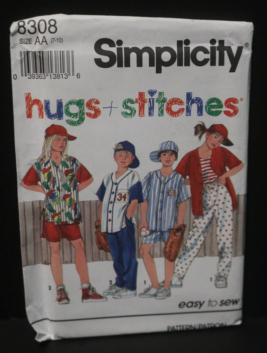SImplicity 8308 Girls and Boys Pants or Shorts Shirt and Cap Sewing Pattern - UNCUT - Size 7 - 10