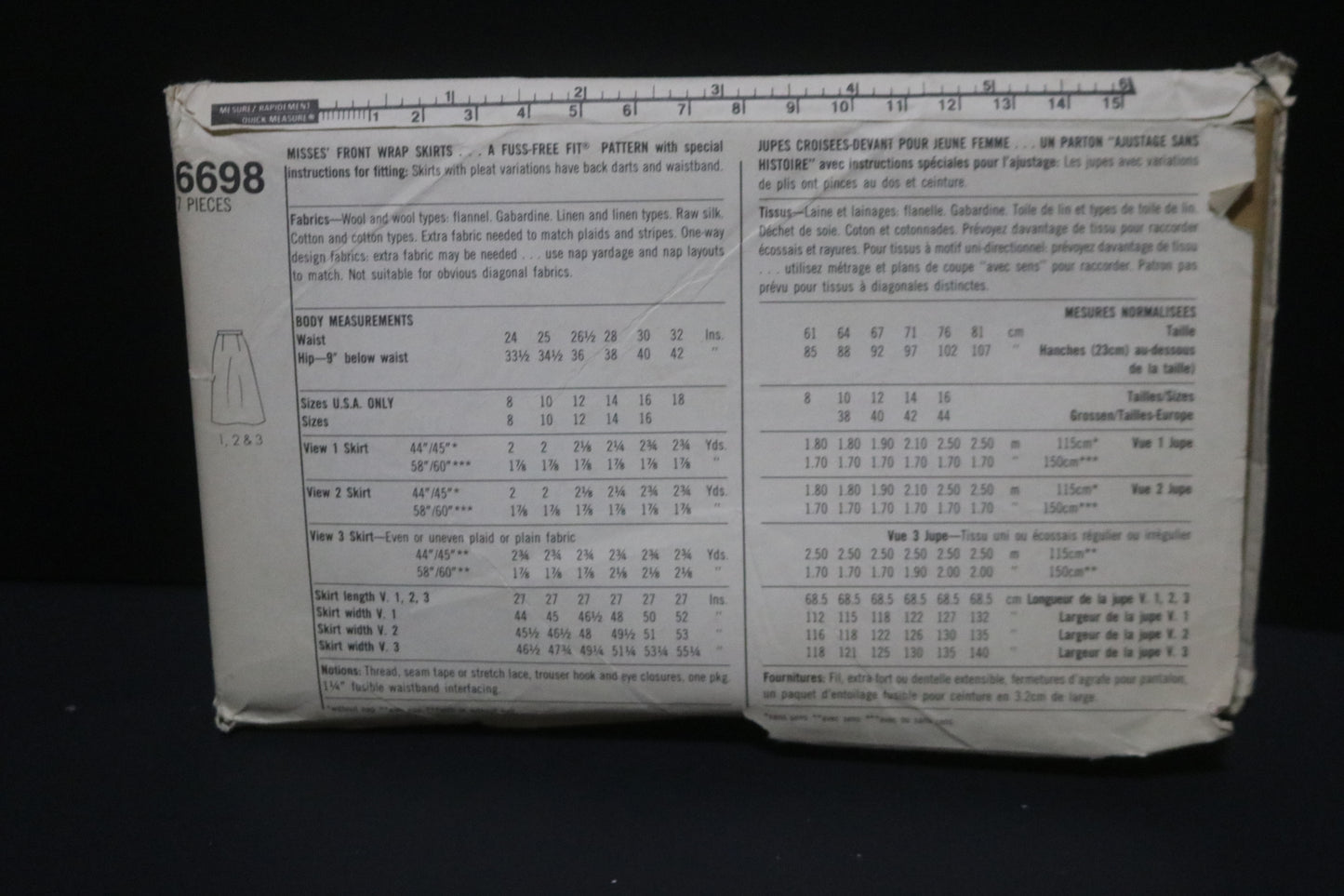 Simplicity 6698 Misses Front Wrap Skirts Sewing Pattern - UNCUT -  Size 14