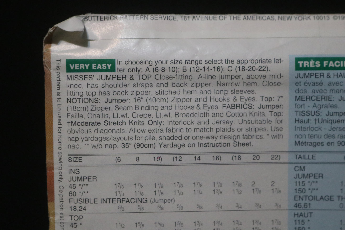 See and Sew 3827 Misses Jumper and Top Sewing Pattern - UNCUT - Size 12 14 16