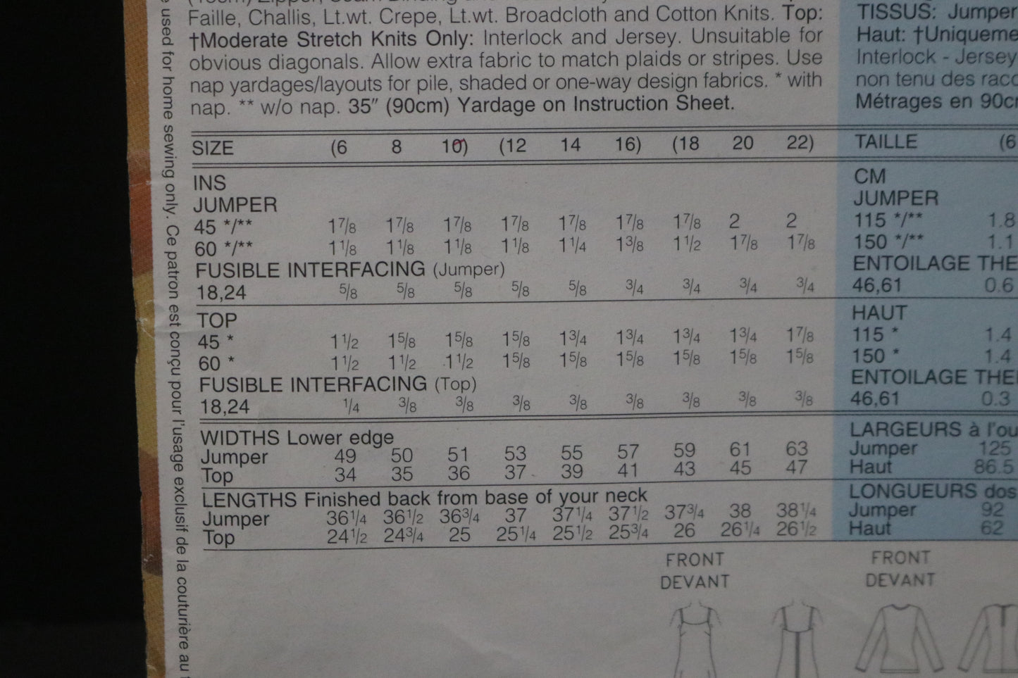 See and Sew 3827 Misses Jumper and Top Sewing Pattern - UNCUT - Size 12 14 16