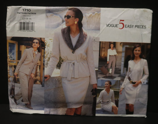 Vogue 1710 Misses / Misses Petite Jacket Dress Top Skirt and Pants Sewing Pattern - UNCUT - Size 12 14 16