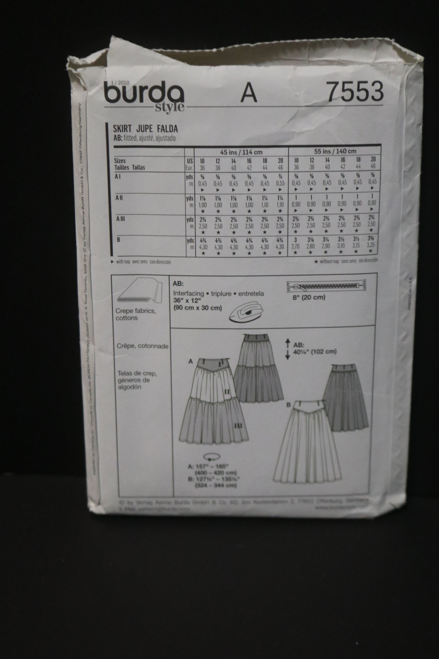 Burda Young 7553 Skirt Sewing Pattern - UNCUT - Size 10 12 14 16 18 20