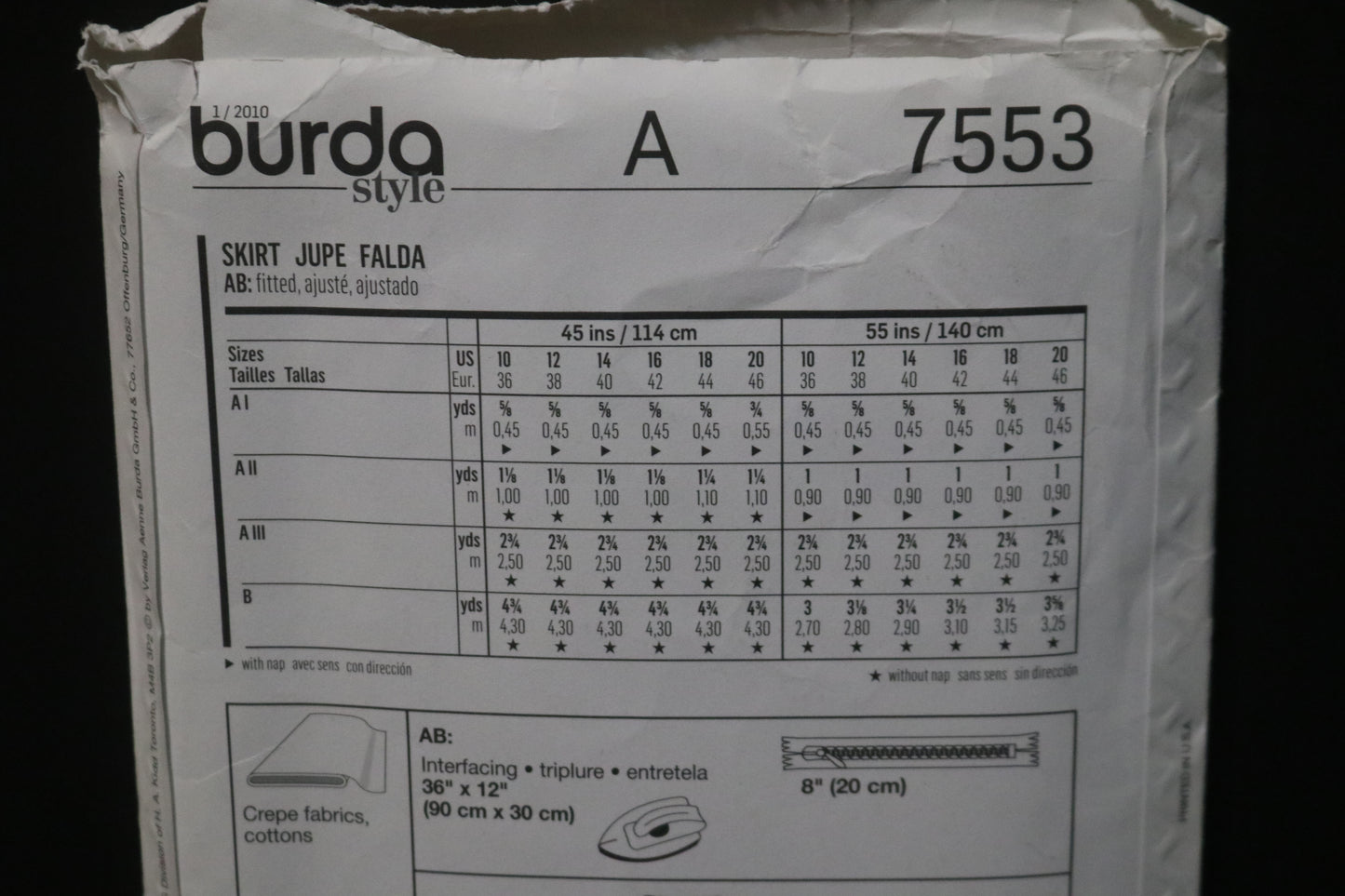 Burda Young 7553 Skirt Sewing Pattern - UNCUT - Size 10 12 14 16 18 20