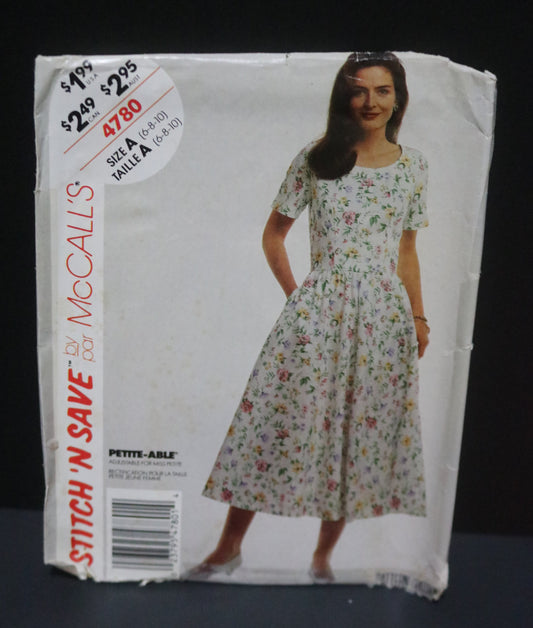 McCalls Stitch n Save 4780  Misses Dress Sewing Pattern - UNCUT - Size 6 8 10