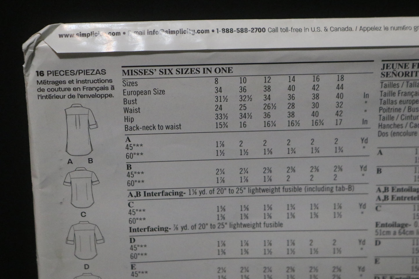 New Look 6963 Misses Shirt with Collar, Sleeve and Length Variations Sewing Pattern UNCUT - Size 8 - 18