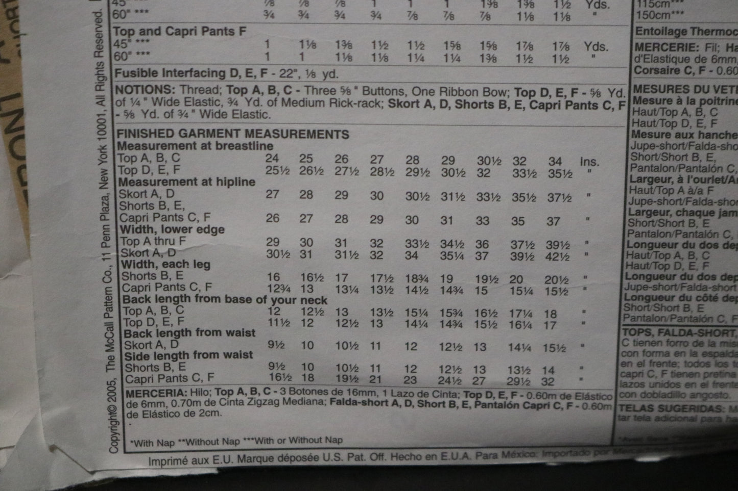 McCalls 4762 Girls Tops Skorts Shorts and Capri Pants Sewing Pattern - UNCUT Size 10 12 14