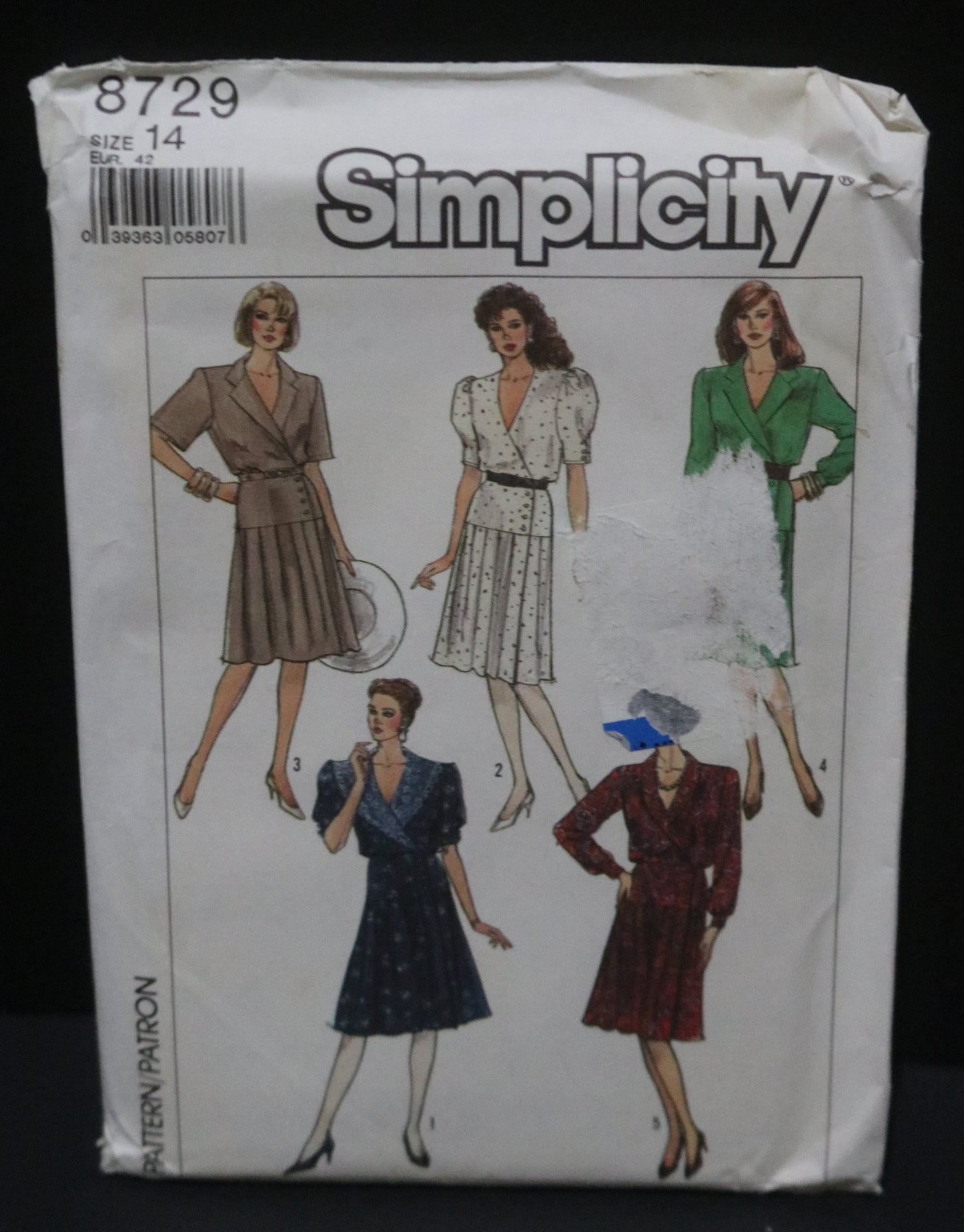 Simplicity 8729 Misses Front Wrap Dress Sewing Pattern UNCUT Size 14