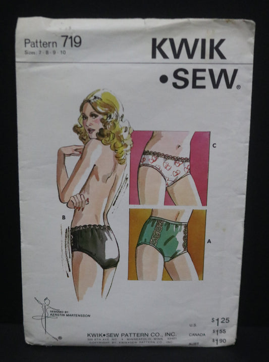 Kwik Sew 719 Panties Sewing Pattern - UNCUT - Size 7 8 9 10