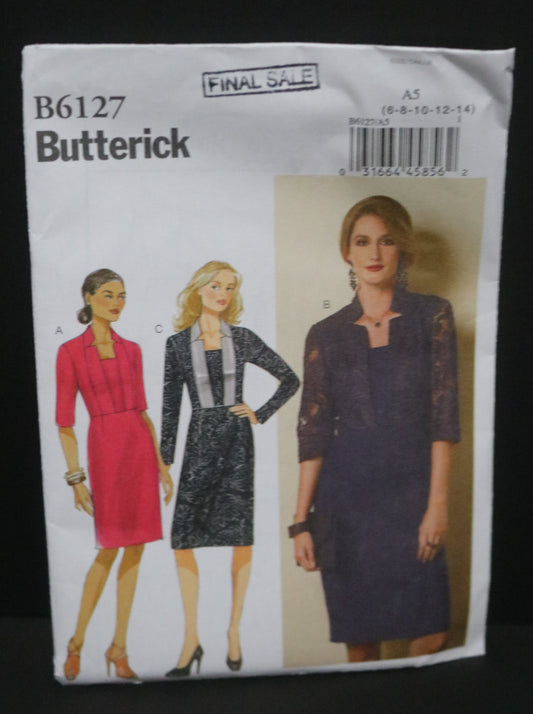 Butterick 6127 Misses Dress Sewing Pattern - UNCUT - Size 6 8 10 12 14