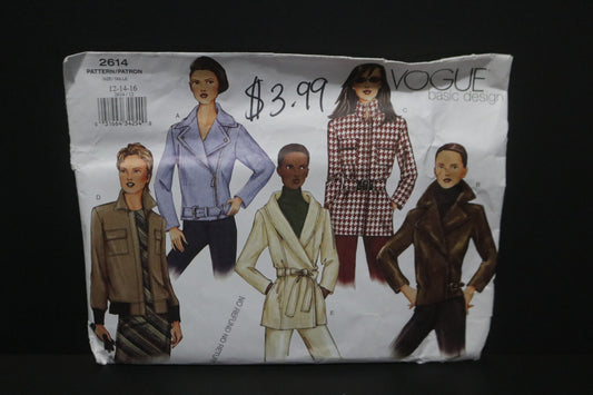 Vogue 2614 Misses Jacket Sewing Pattern - UNCUT -  Size 12 14 16