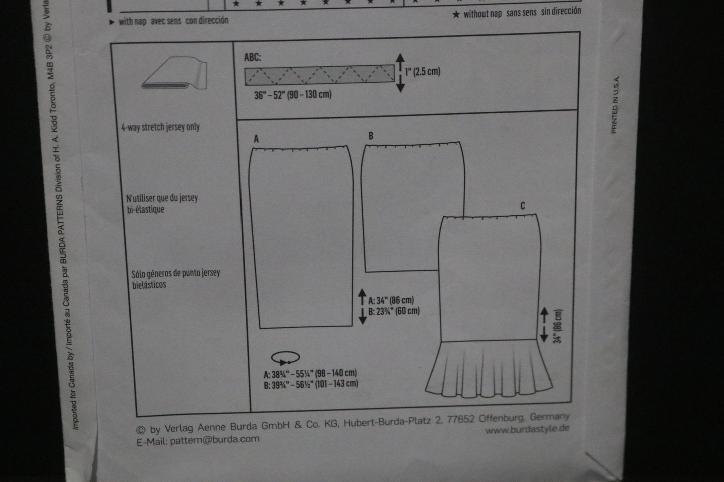 Burda 6617 Misses Skirt Sewing Pattern - UNCUT - Size 20 - 34
