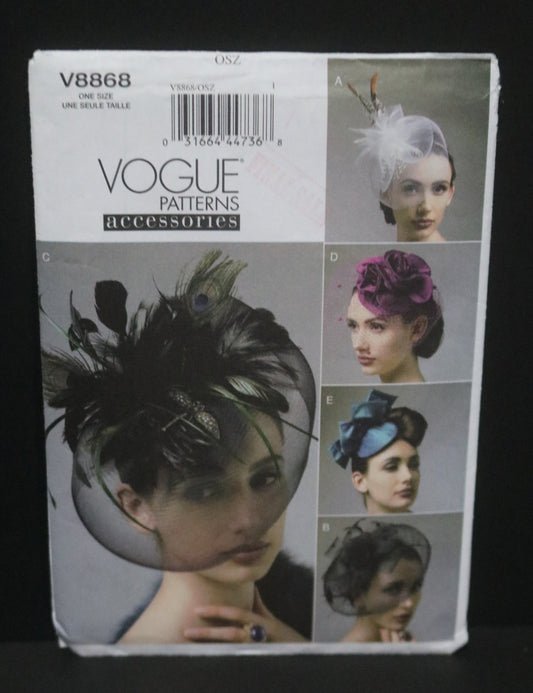 Vogue 8868 Hats Sewing Pattern - UNCUT