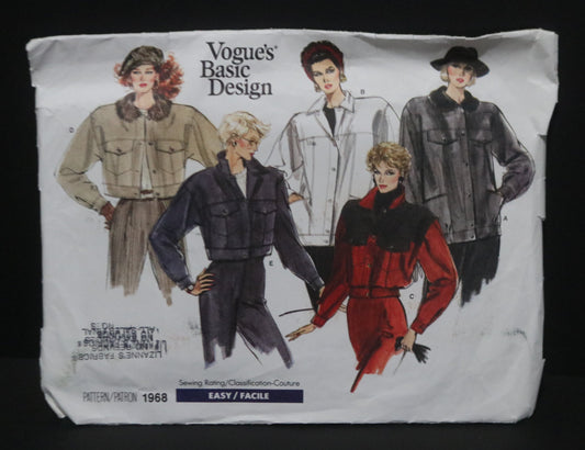 Vogue 1968 Misses Jacket Sewing Pattern - UNCUT -  Size 16