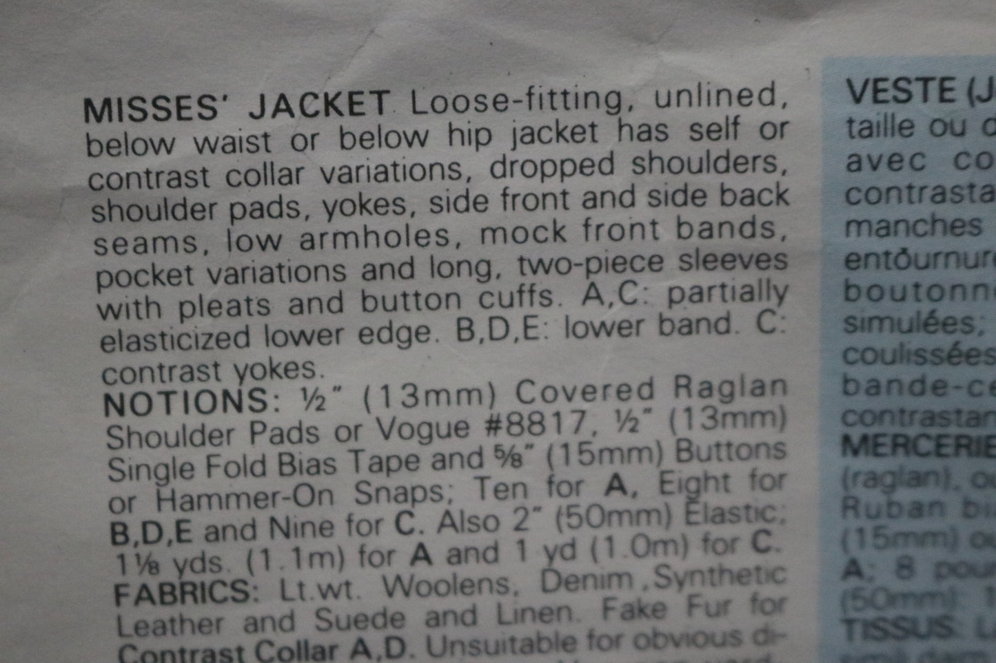 Vogue 1968 Misses Jacket Sewing Pattern - UNCUT -  Size 16