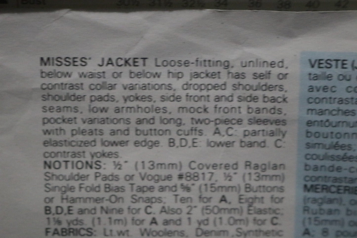 Vogue 1968 Misses Jacket Sewing Pattern - UNCUT -  Size 16