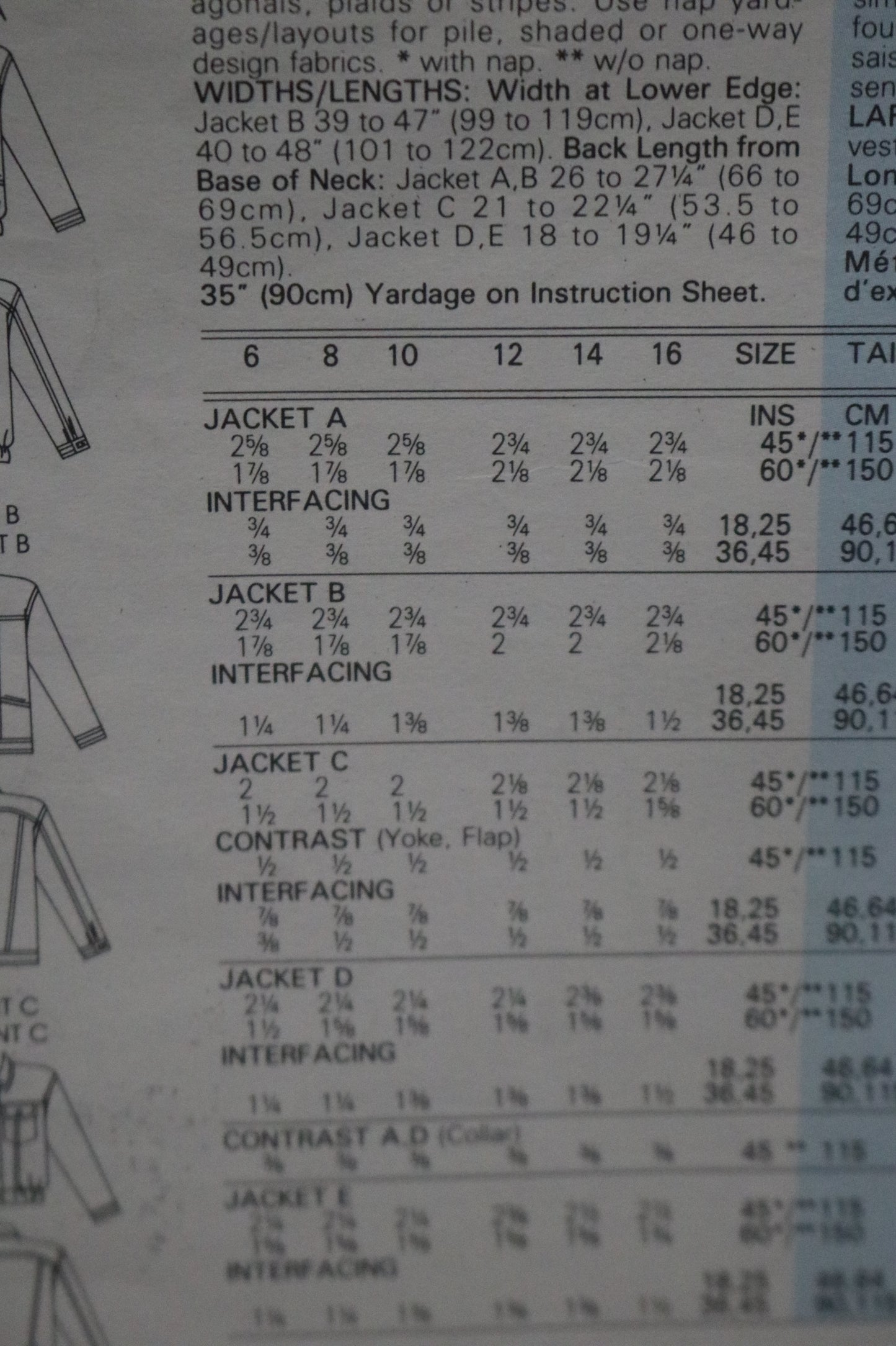 Vogue 1968 Misses Jacket Sewing Pattern - UNCUT -  Size 16