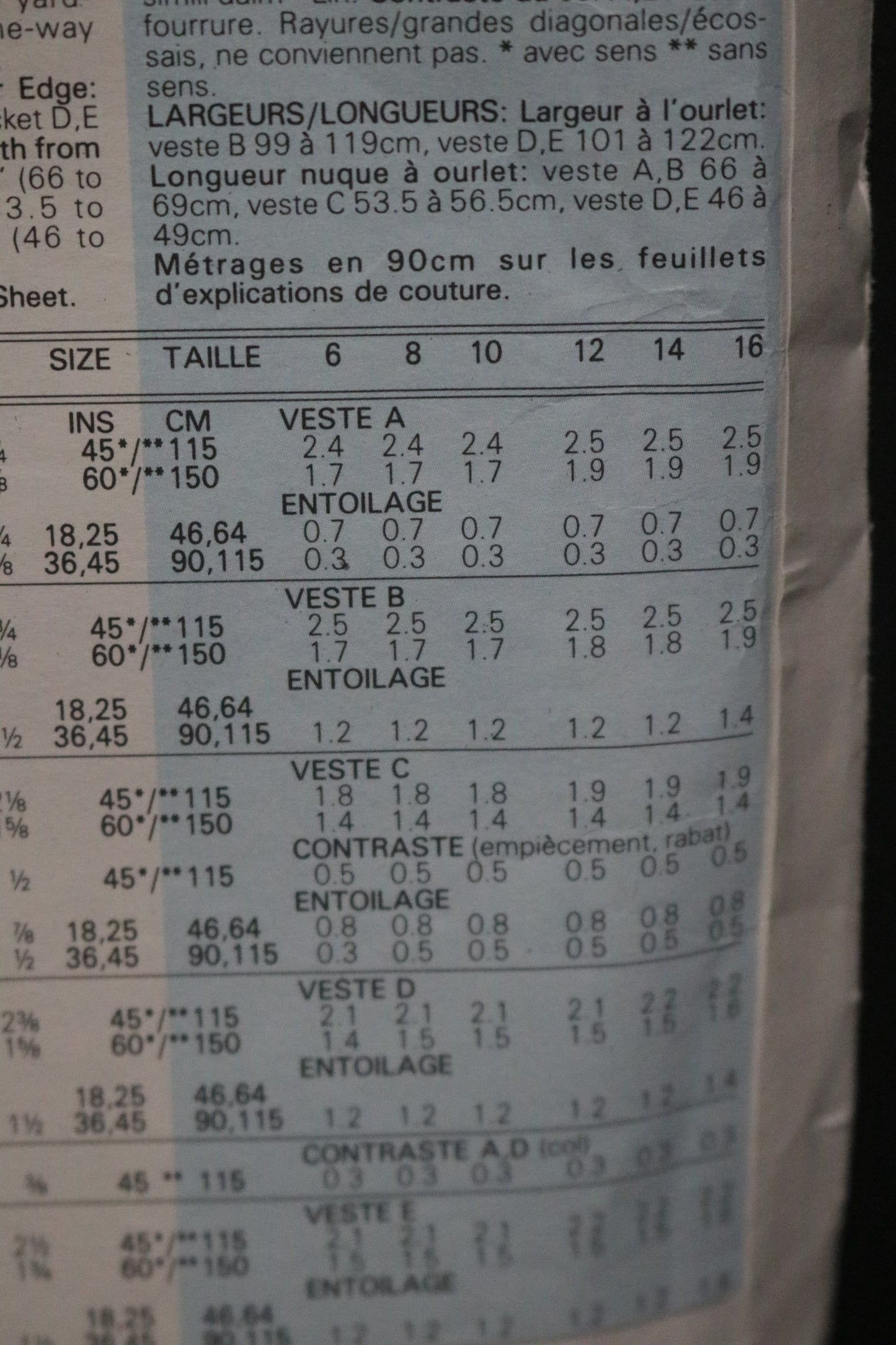 Vogue 1968 Misses Jacket Sewing Pattern - UNCUT -  Size 16