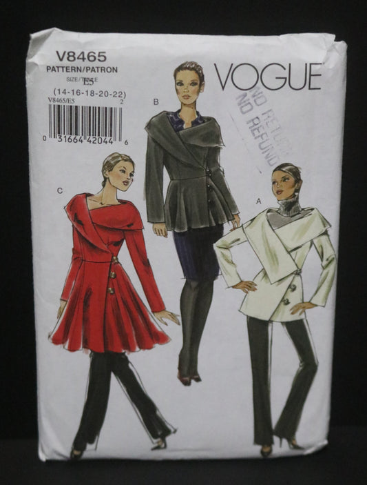 Vogue 8465 Misses Jacket and Coat Sewing Pattern - UNCUT - Size 14 16 18 20 22