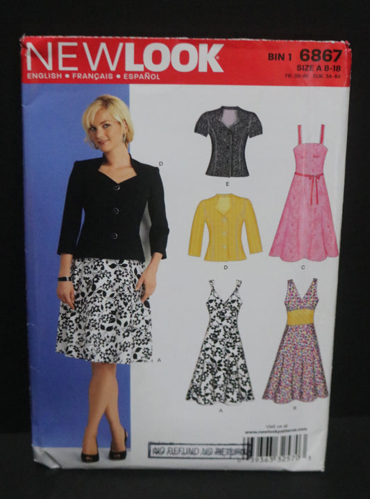 New look 6867  Misses Dress and Jacket Sewing Pattern - UNCUT - Size 8 - 18