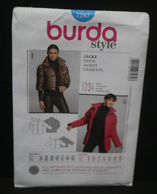 Burda Style 7282 Misses Jacket Sewing Pattern - UNCUT Size 8 10 12 14 16 18 20