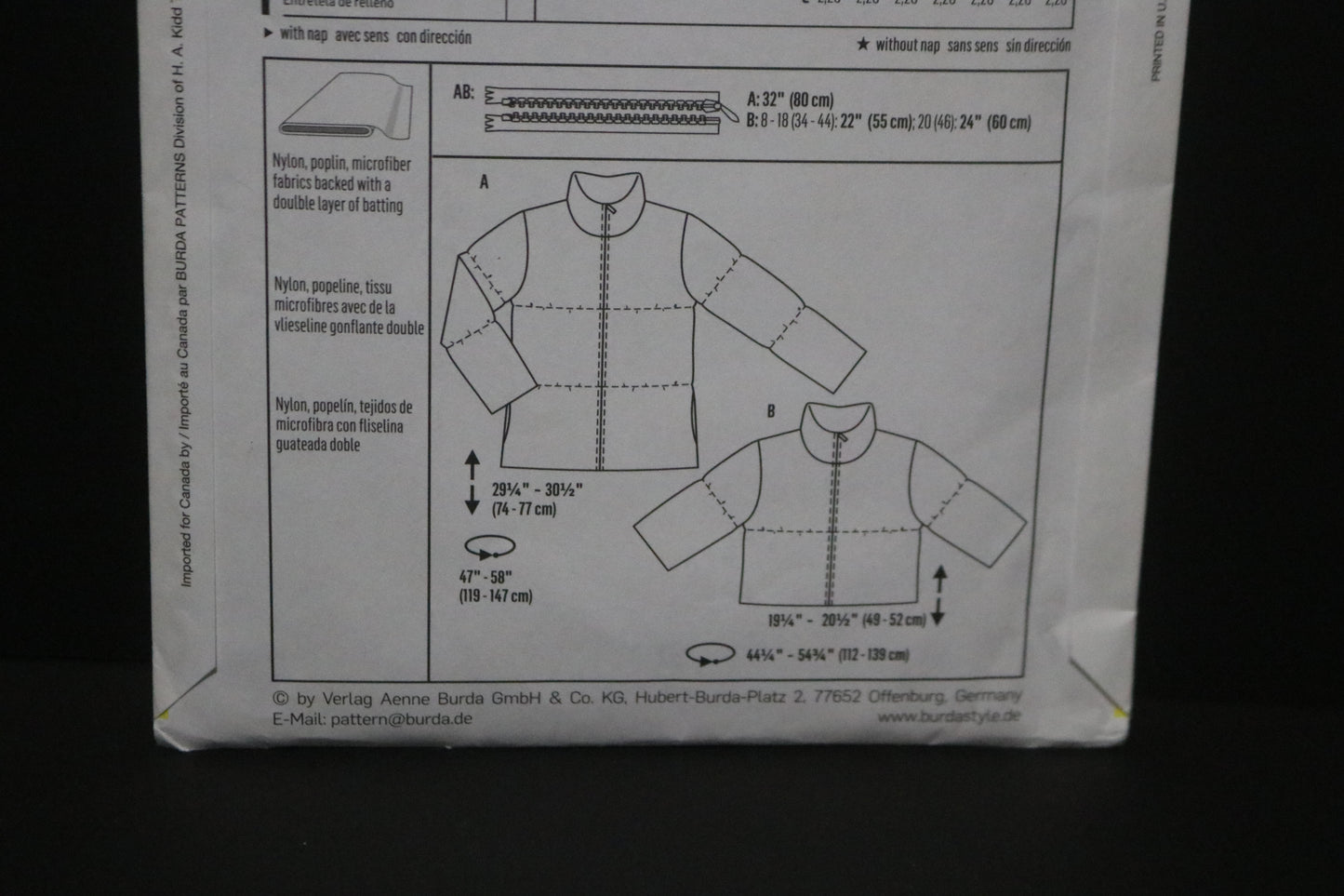 Burda Style 7282 Misses Jacket Sewing Pattern - UNCUT Size 8 10 12 14 16 18 20