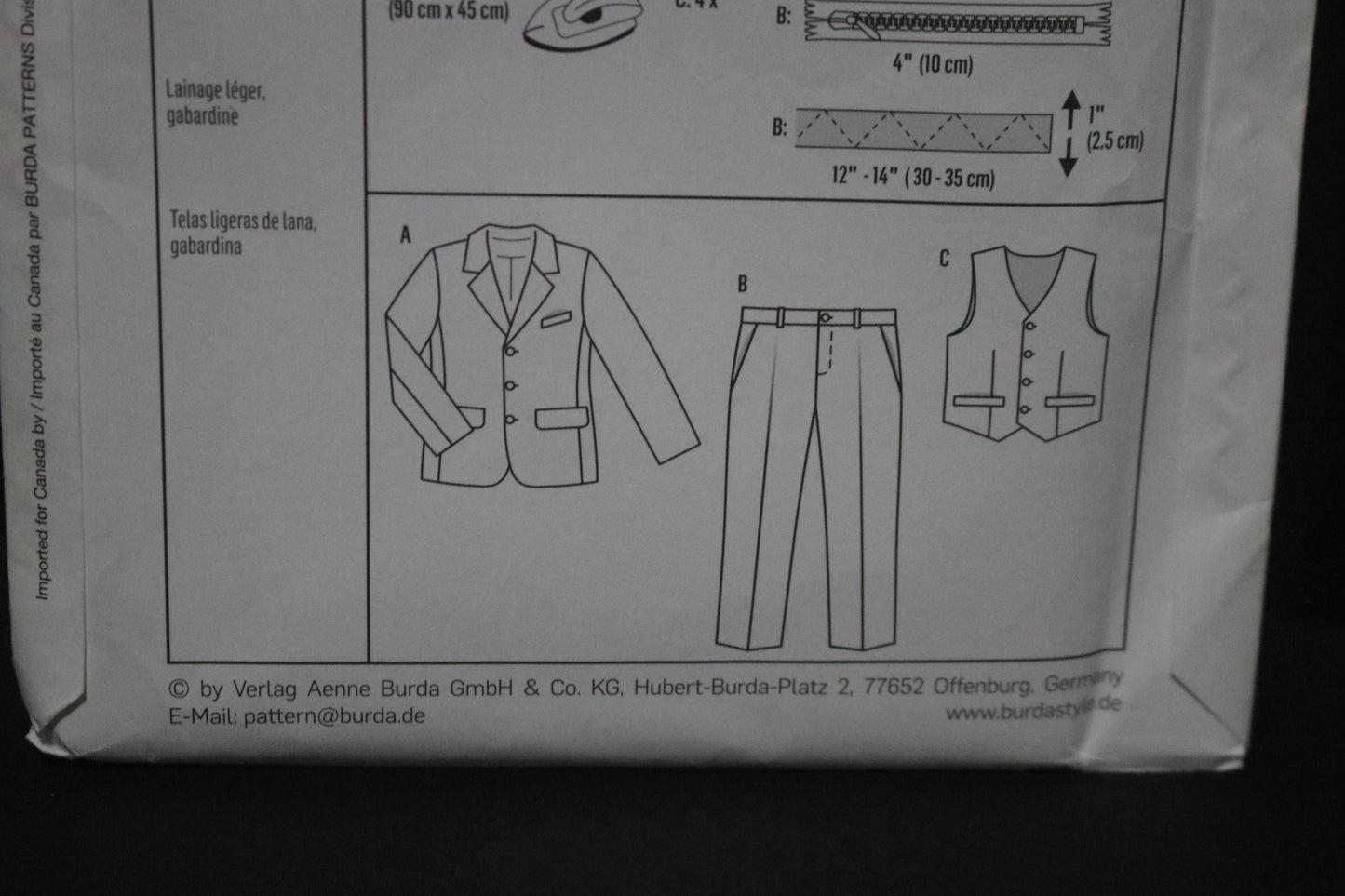 Burda 9443 Boys Suit - jacket Pants and Vest Sewing Pattern UNCUT Size 2 - 8