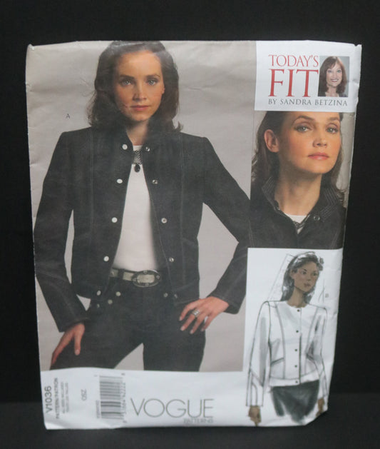 Vogue 1036 Sandra Betzina Misses Jacket Sewing Pattern - UNCUT - Size A B C D E F G H I J