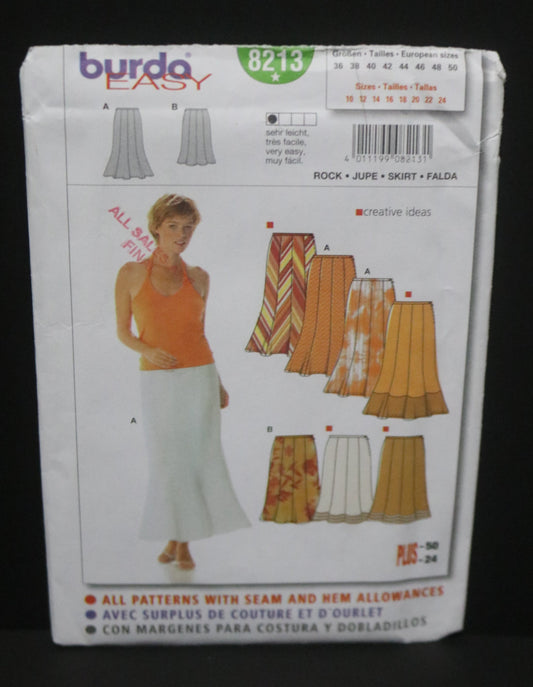 Burda 8213 Misses Skirt Sewing Pattern - UNCUT - Size 10 - 24