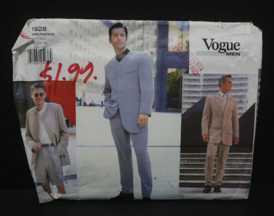 Vogue 1928 Mens Jacket Shorts and Pants Sewing Pattern - UNCUT Size 32 34 36