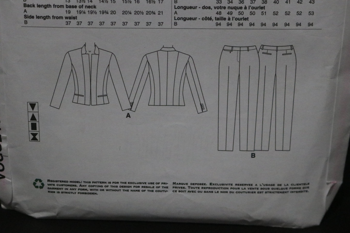 Vogue 1439 Anne Klein Misses Jacket and Pants Sewing Pattern - UNCUT - 6 8 10 12 14