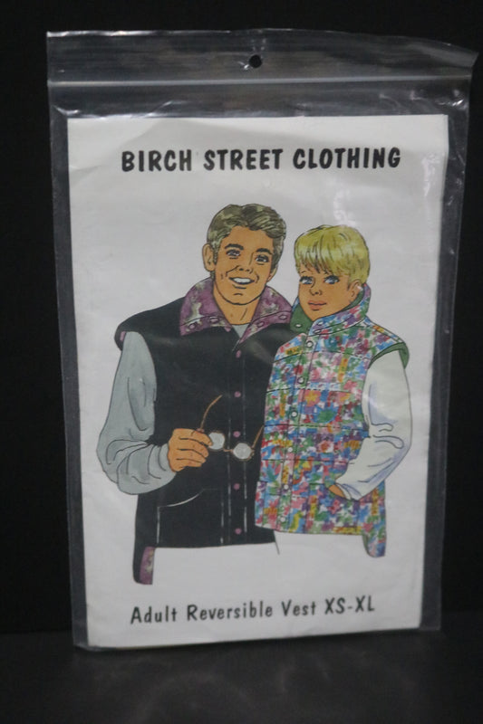 Birch Street Clothing Misses and Mens Reversible Vest  Sewing Pattern - UNCUT - Size XS - XL