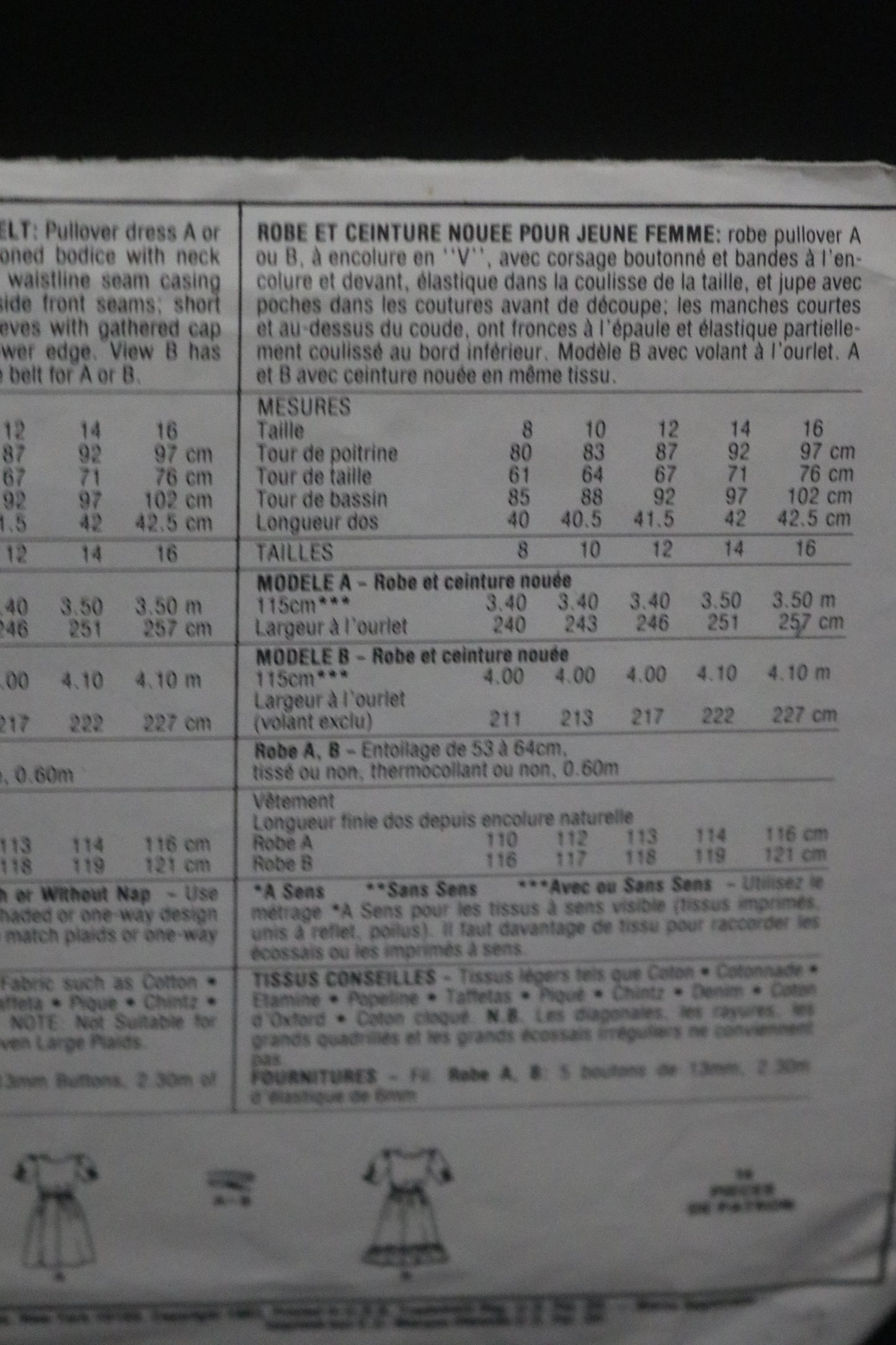 McCalls 8492 Laura Ashley Misses Dresses and Tie Belt  Sewing Pattern - UNCUT - Size 16