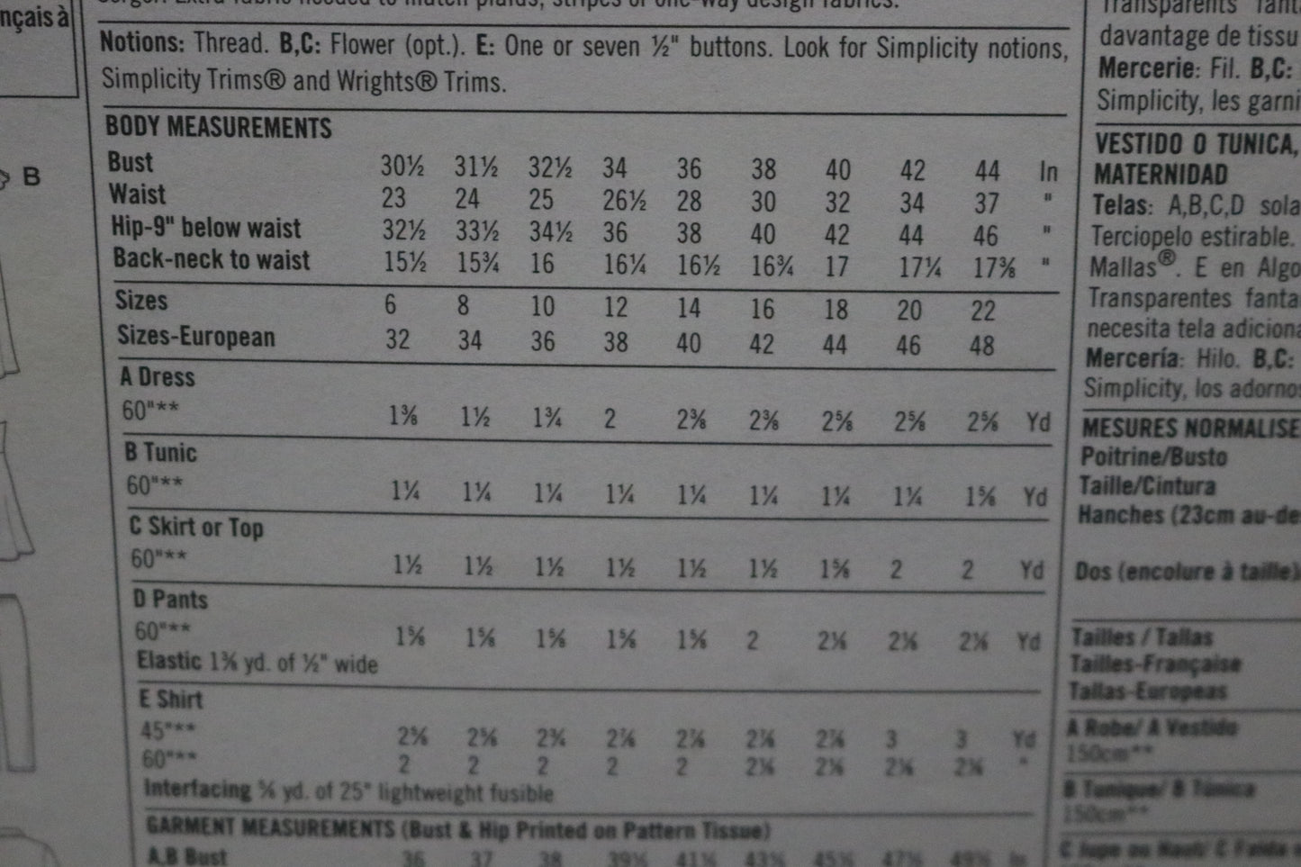 Simplicity 4704 Maternity Shirt and Knit Dress or Tunic, Pants and Skirt or Strapless Top Sewing Pattern UNCUT Size 6 8 10 12
