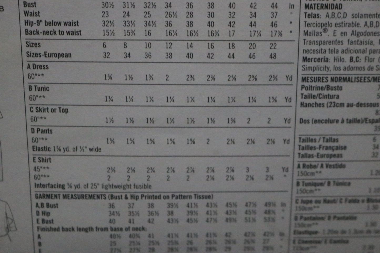 Simplicity 4704 Maternity Shirt and Knit Dress or Tunic, Pants and Skirt or Strapless Top Sewing Pattern UNCUT Size 6 8 10 12